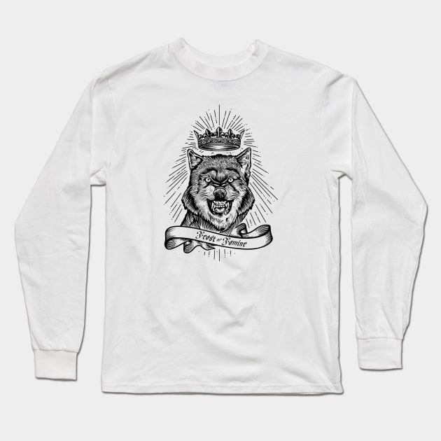 "Feast Or Famine" Crowned Wolf Long Sleeve T-Shirt by TheActionPixel